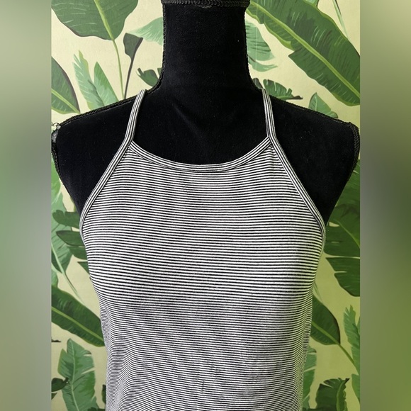 American Eagle Striped High Neck Tank Top Size L black and white - Picture 2 of 6